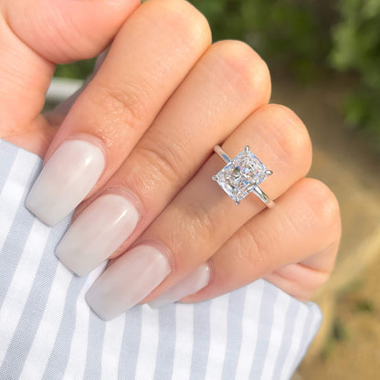 3 CT Radiant Hidden Halo Moissanite Engagement Ring
