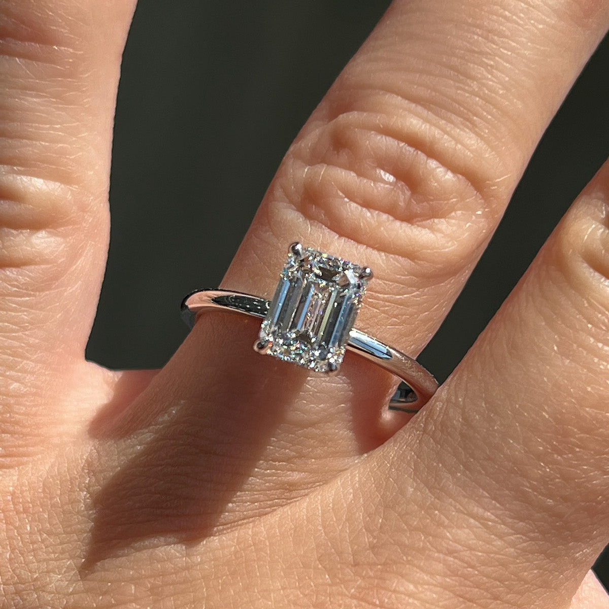 1.70 CT Emerald Hidden Halo Lab Grown Diamond Engagement Ring
