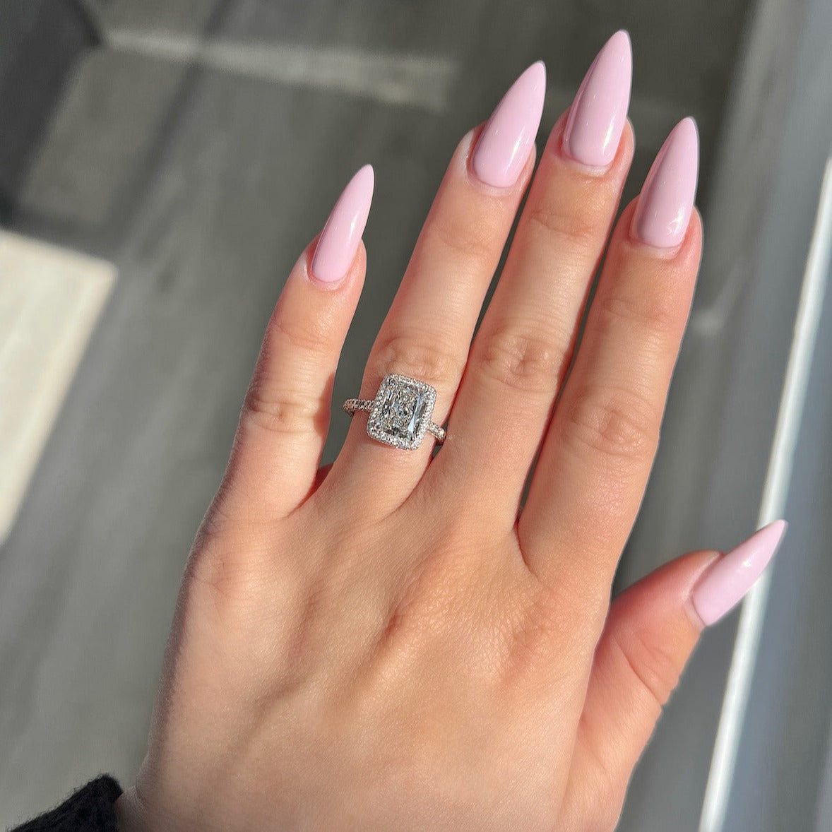 2.03 CT Radiant Halo & Pave Lab Grown Diamond Engagement Ring