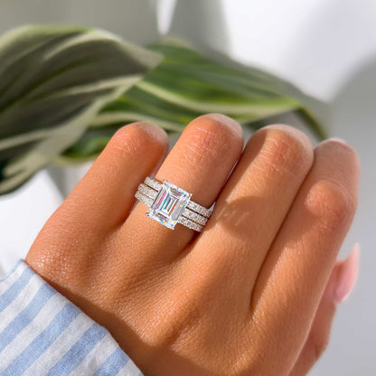 3 CT Emerald Pave Moissanite Engagement Ring