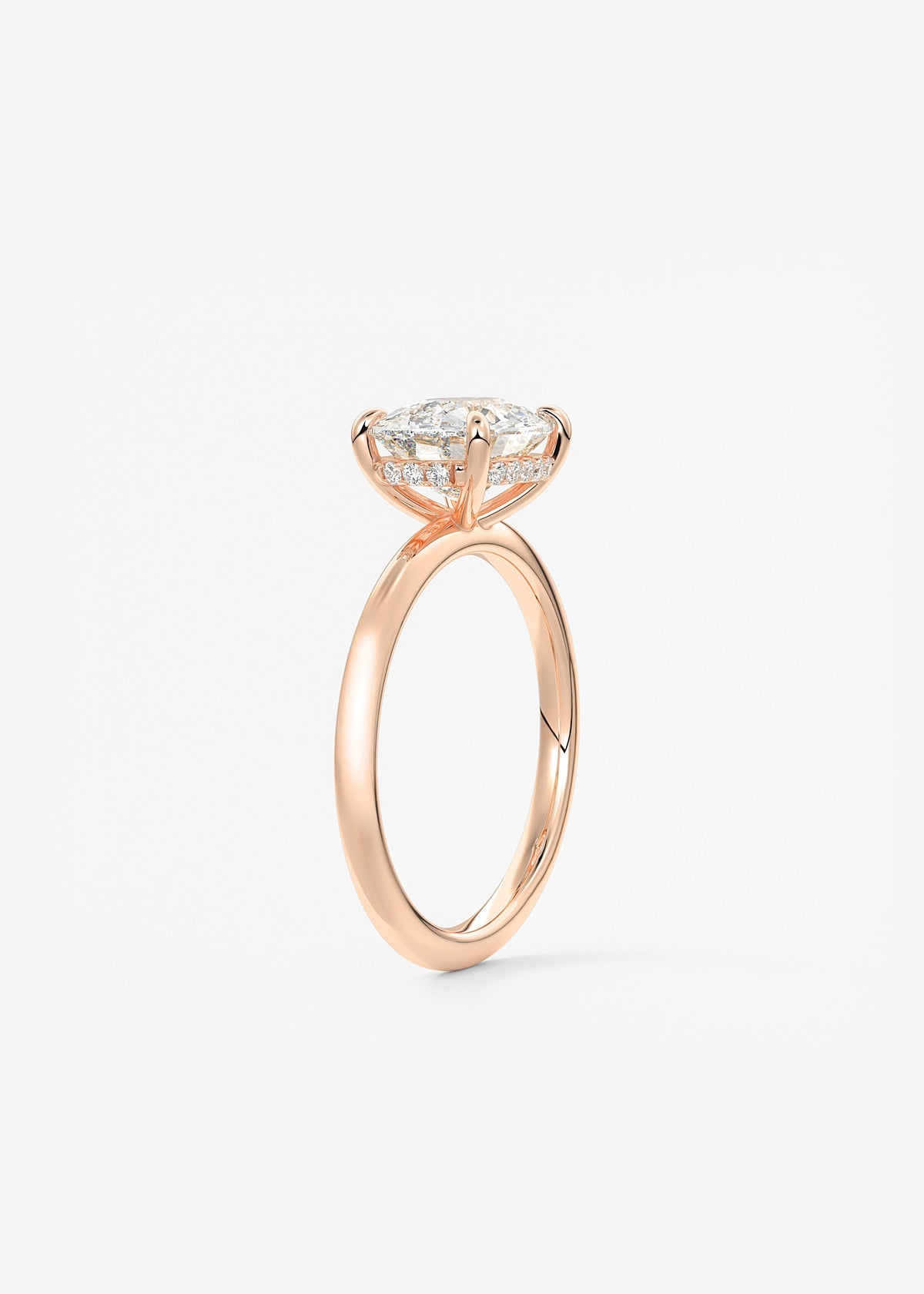 Elongated Cushion East West Hidden Halo Lab Grown Diamond Engagement Ring