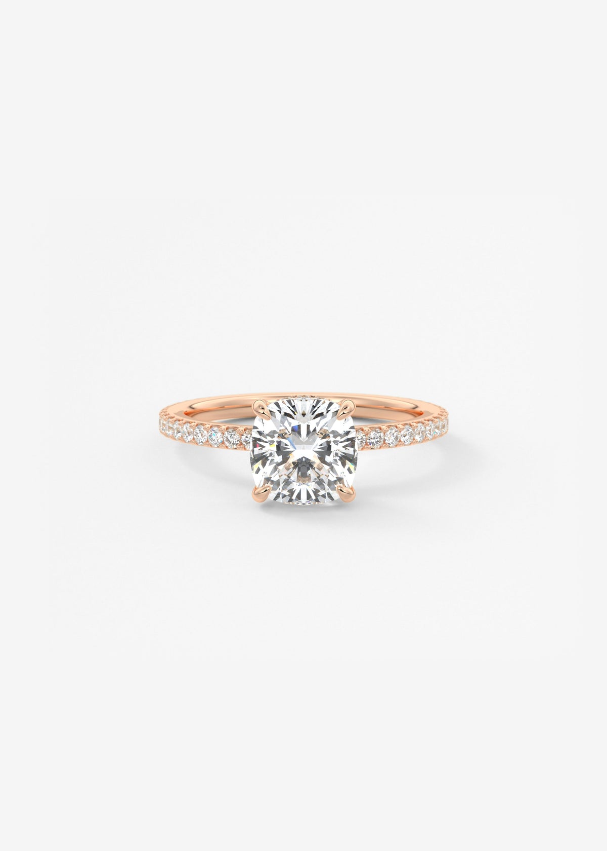 Cushion Hidden Halo Pave Lab Grown Diamond Engagement Ring