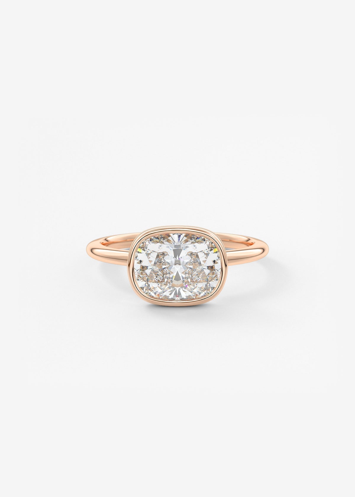 Elongated Cushion East West Bezel Lab Grown Diamond Engagement Ring