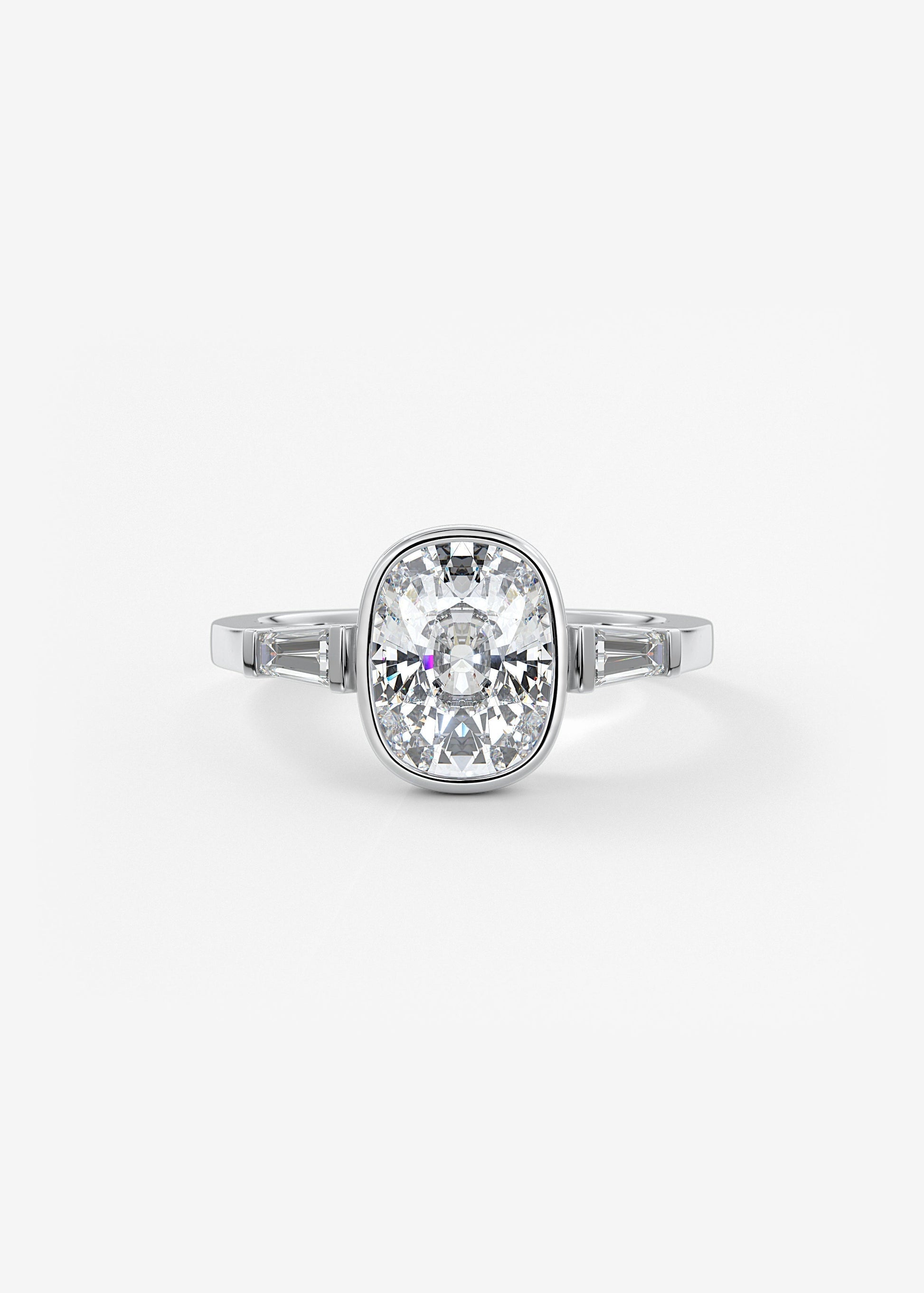 Cushion Three Stones Lab Grown Diamond Engagement Ring