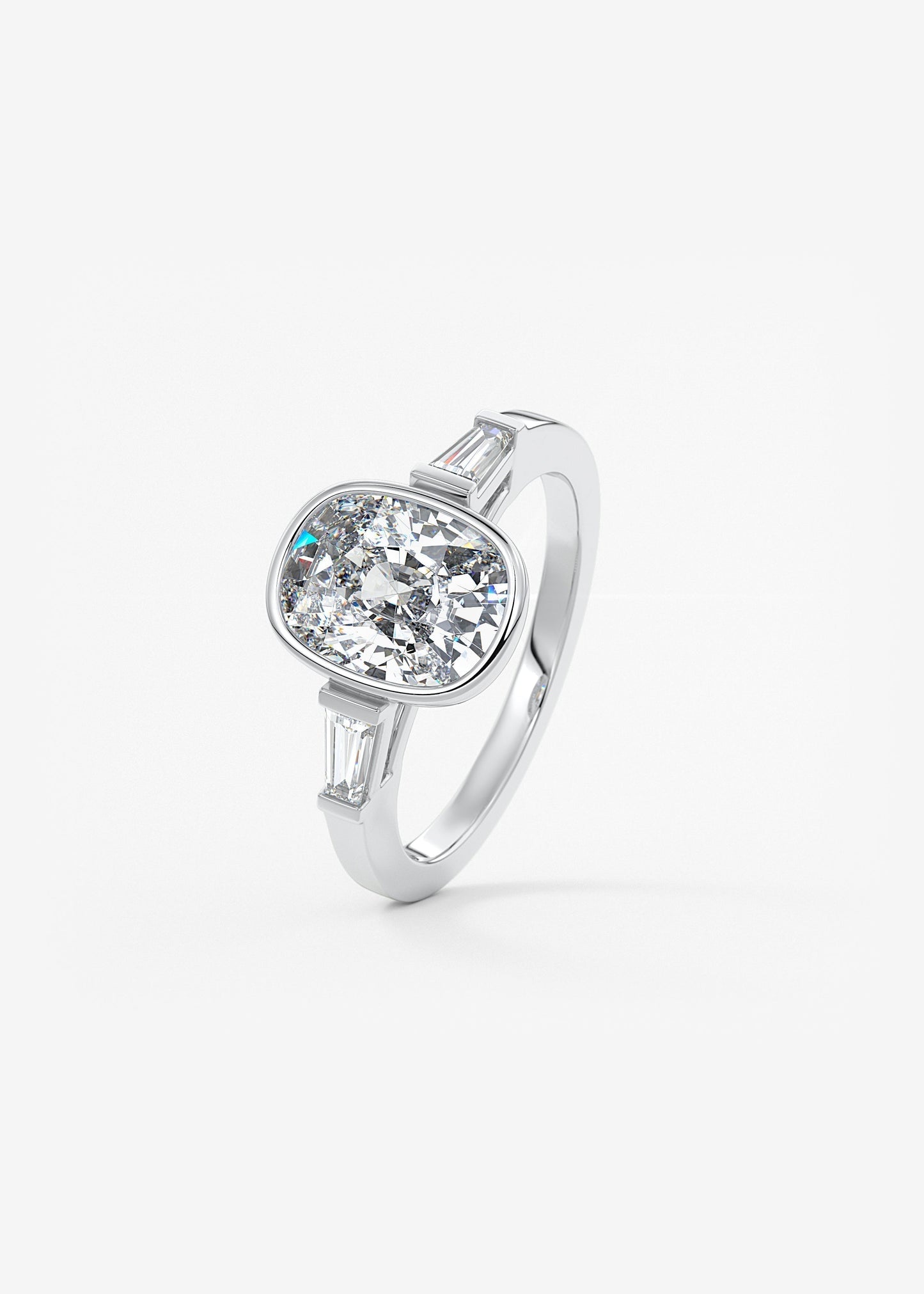 Cushion Three Stones Lab Grown Diamond Engagement Ring
