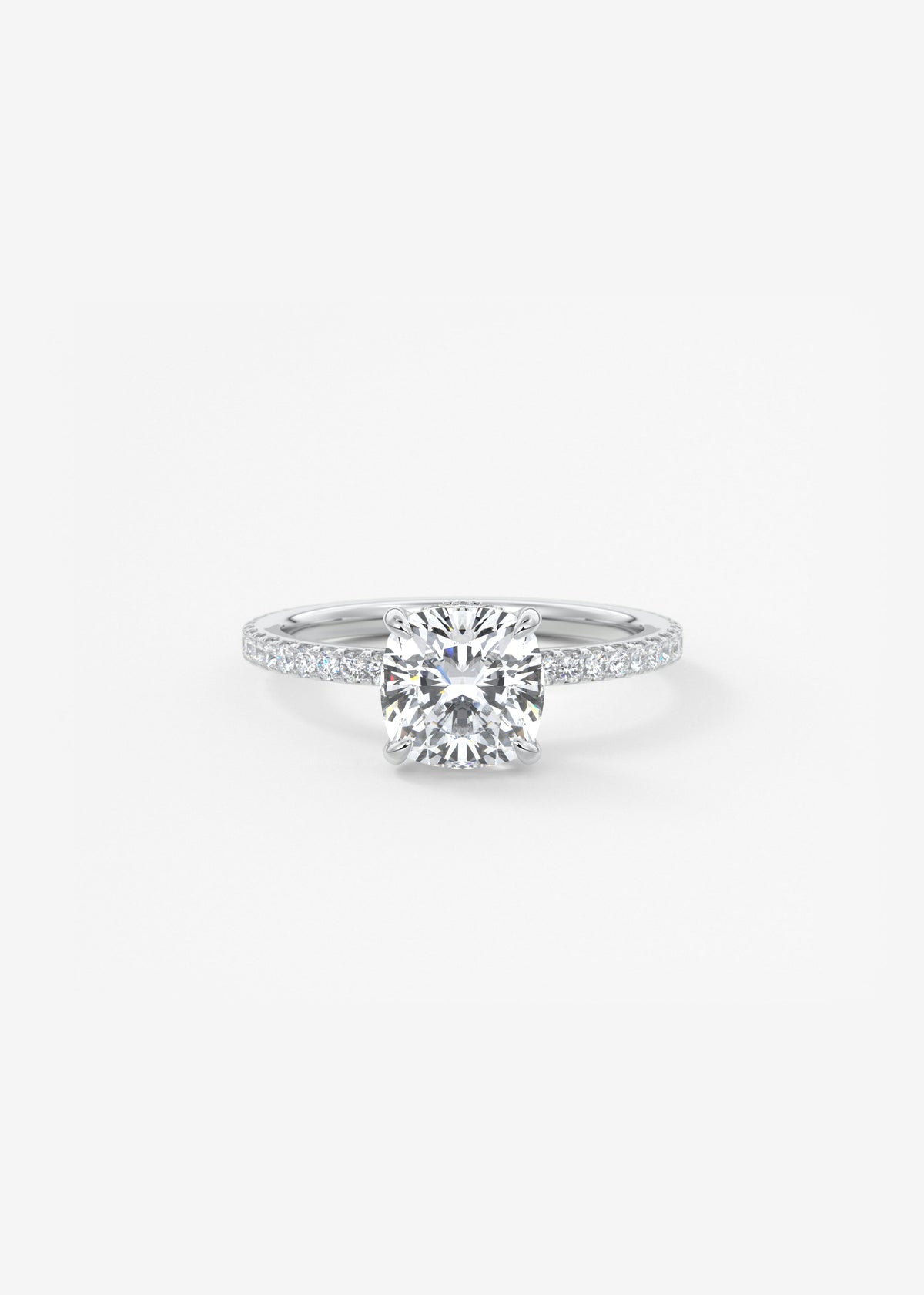 Cushion Hidden Halo Pave Lab Grown Diamond Engagement Ring