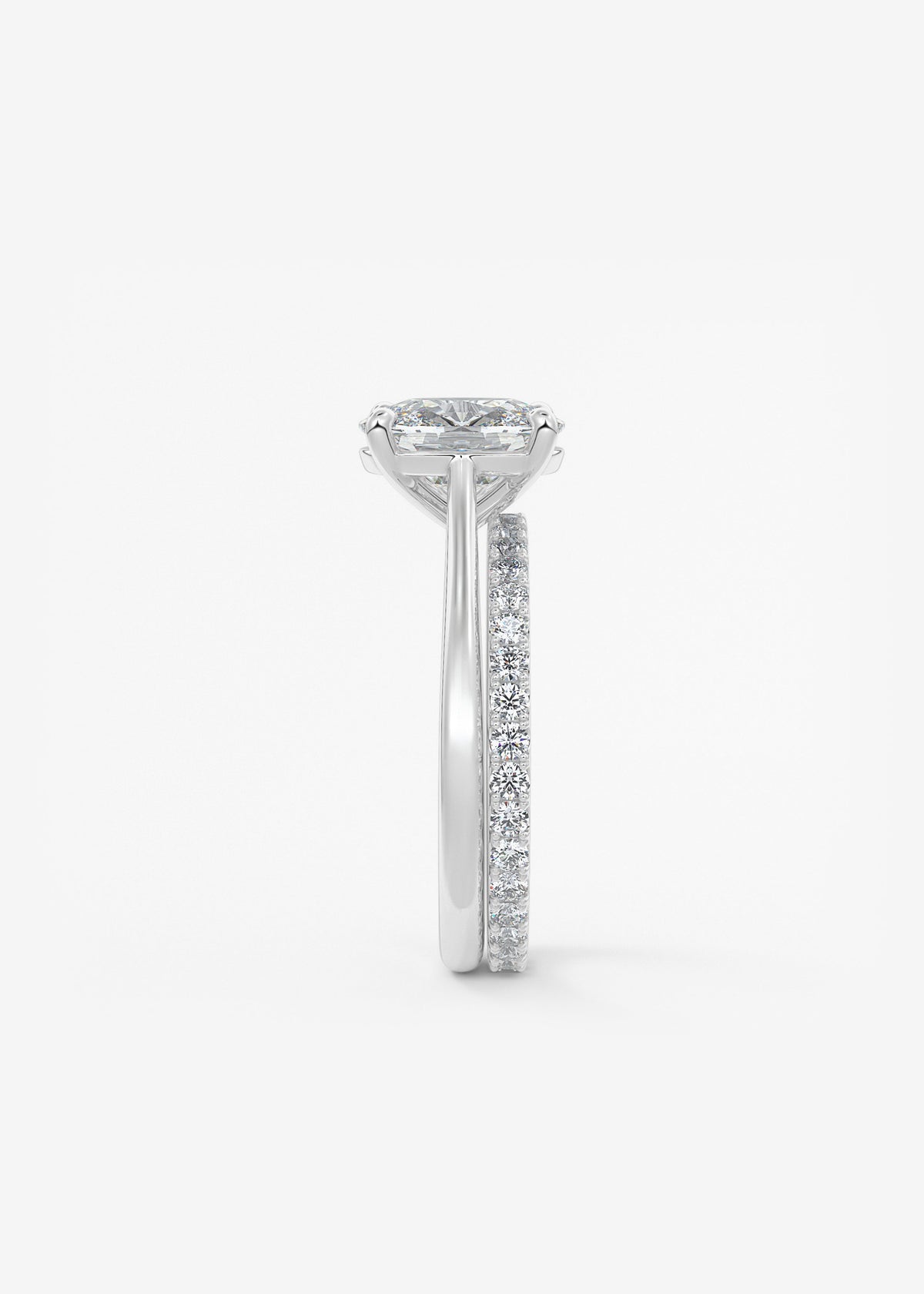 Elongated Cushion Cathedral Lab Grown Diamond Engagement Ring