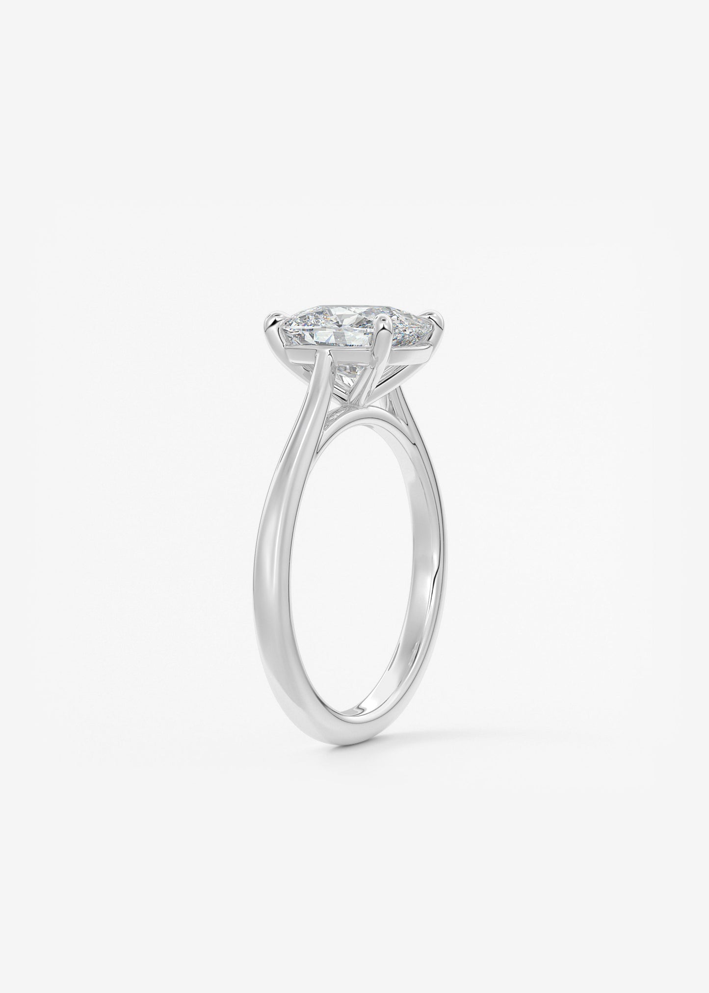 Elongated Cushion Cathedral Lab Grown Diamond Engagement Ring