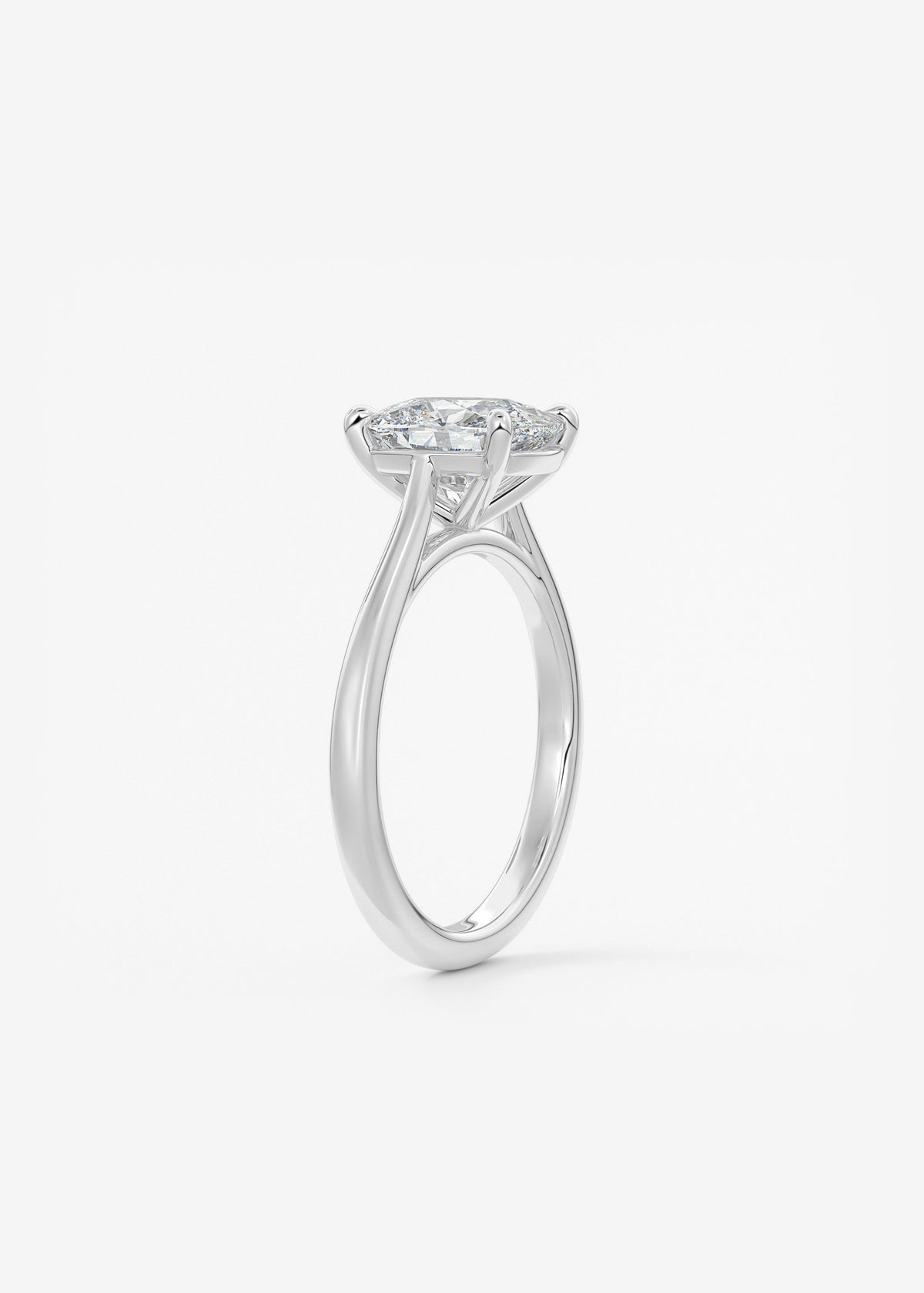 Elongated Cushion Cathedral Lab Grown Diamond Engagement Ring