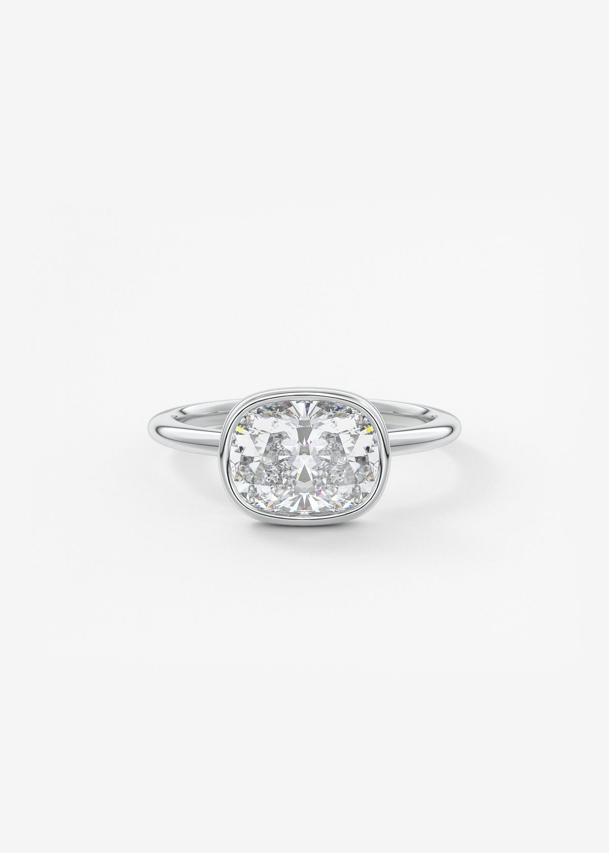 Elongated Cushion East West Bezel Lab Grown Diamond Engagement Ring
