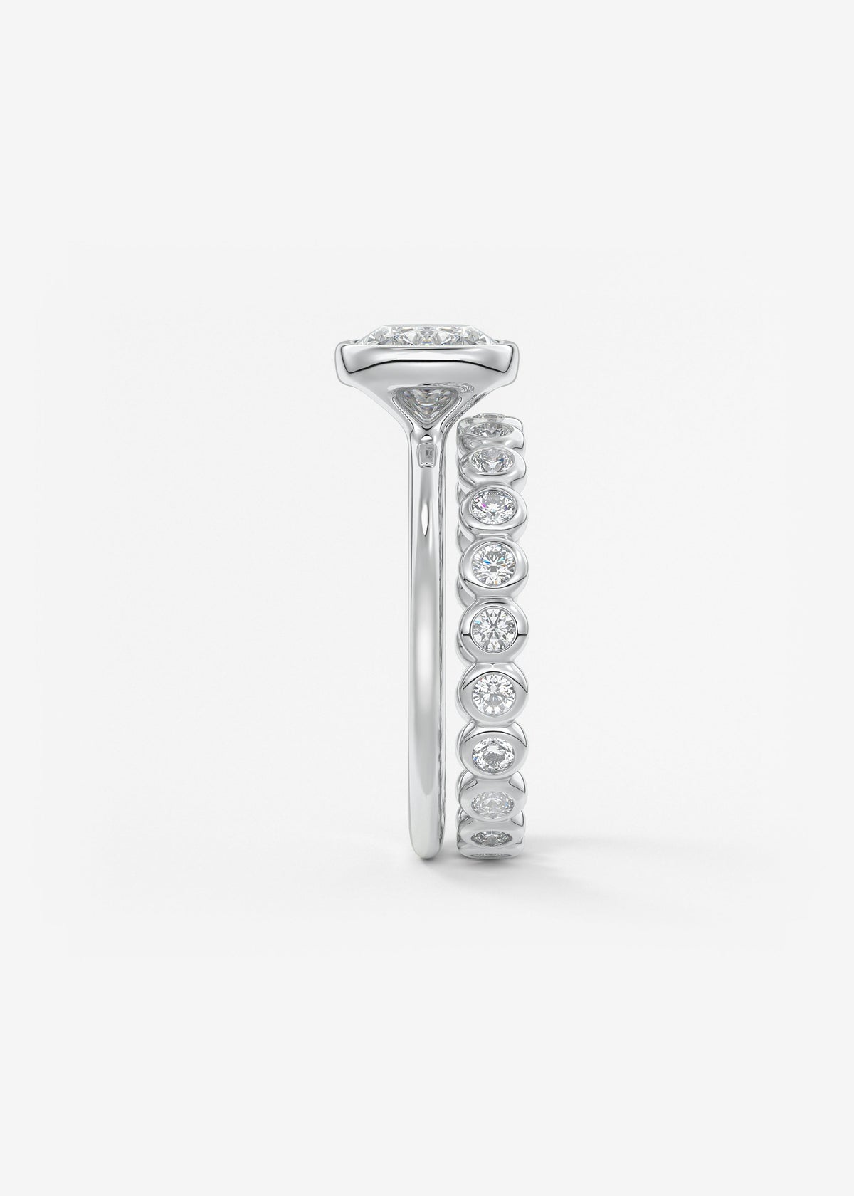 Elongated Cushion East West Bezel Lab Grown Diamond Engagement Ring