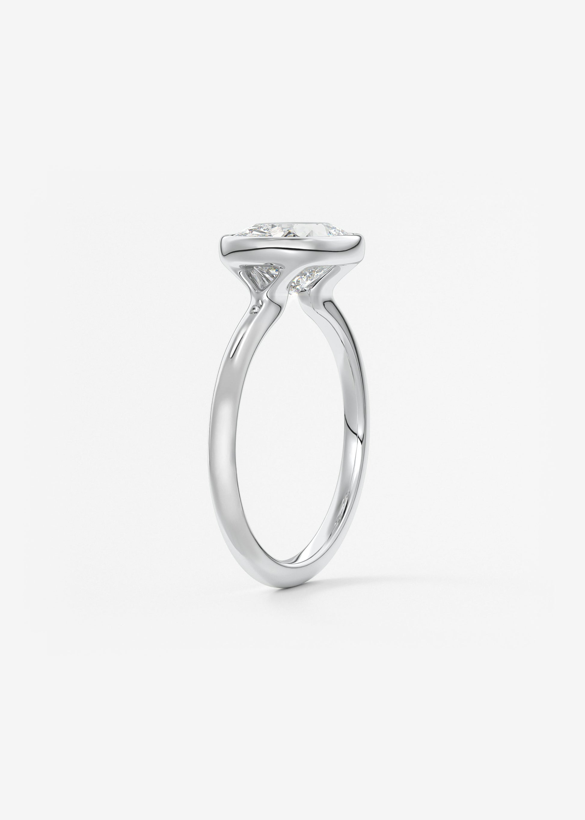 Elongated Cushion East West Bezel Lab Grown Diamond Engagement Ring