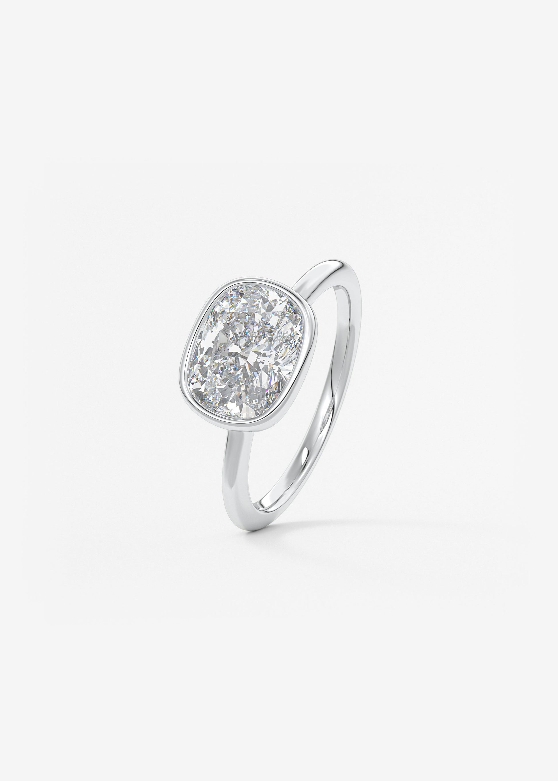 Elongated Cushion East West Bezel Lab Grown Diamond Engagement Ring
