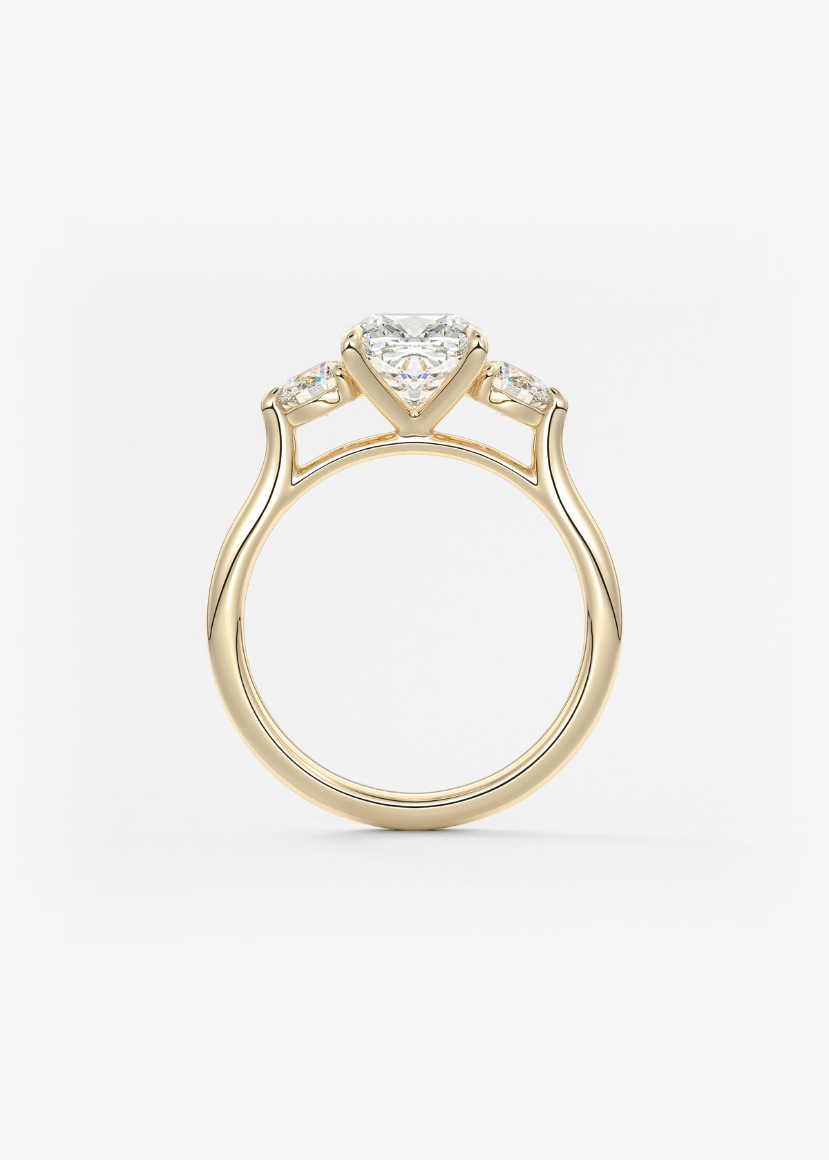Cushion Three Stone Lab Grown Diamond Engagement Ring