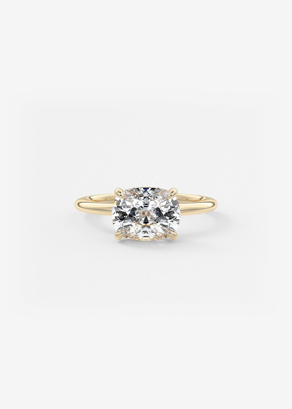 Elongated Cushion East West Hidden Halo Lab Grown Diamond Engagement Ring
