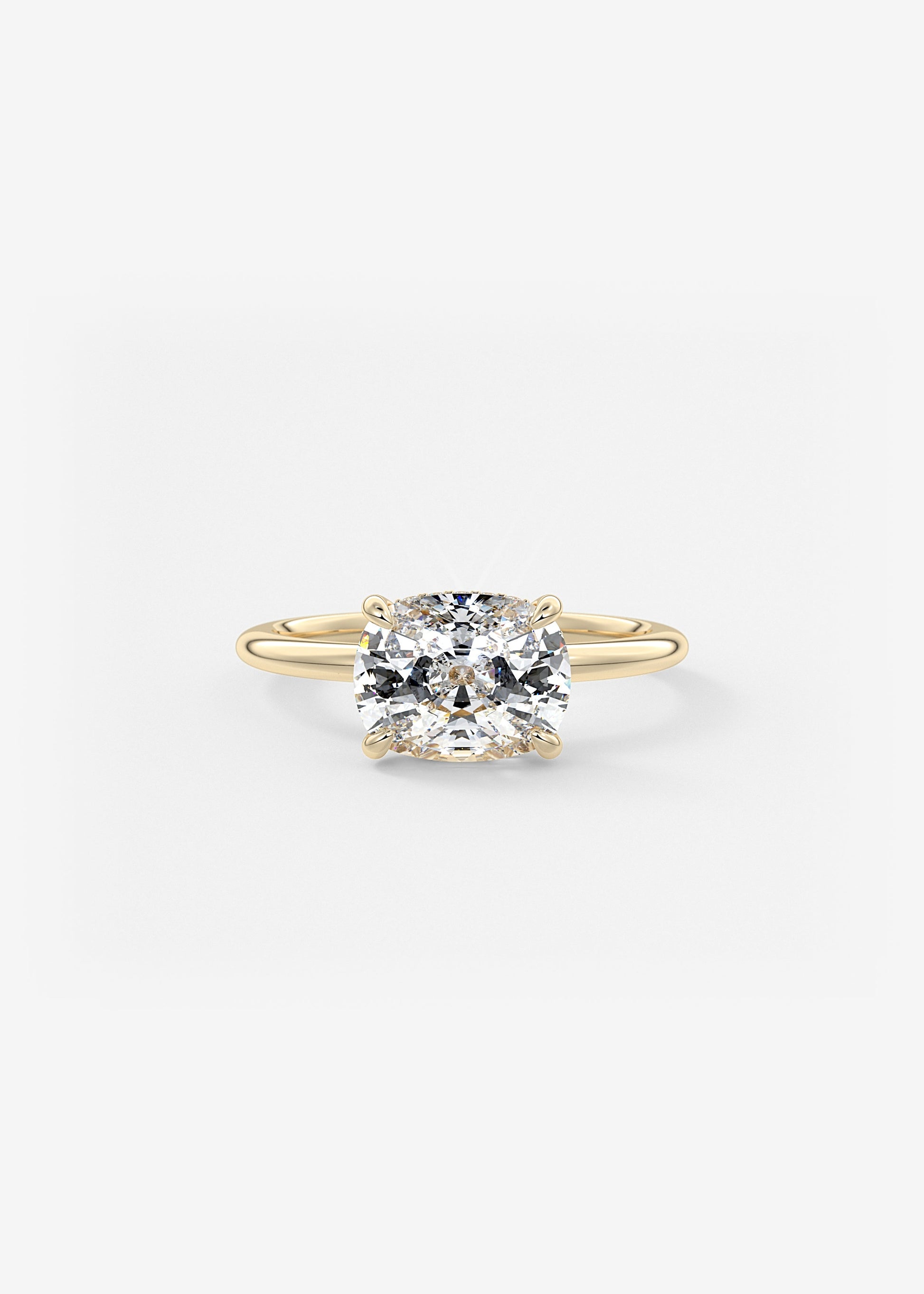 Elongated Cushion East West Hidden Halo Lab Grown Diamond Engagement Ring
