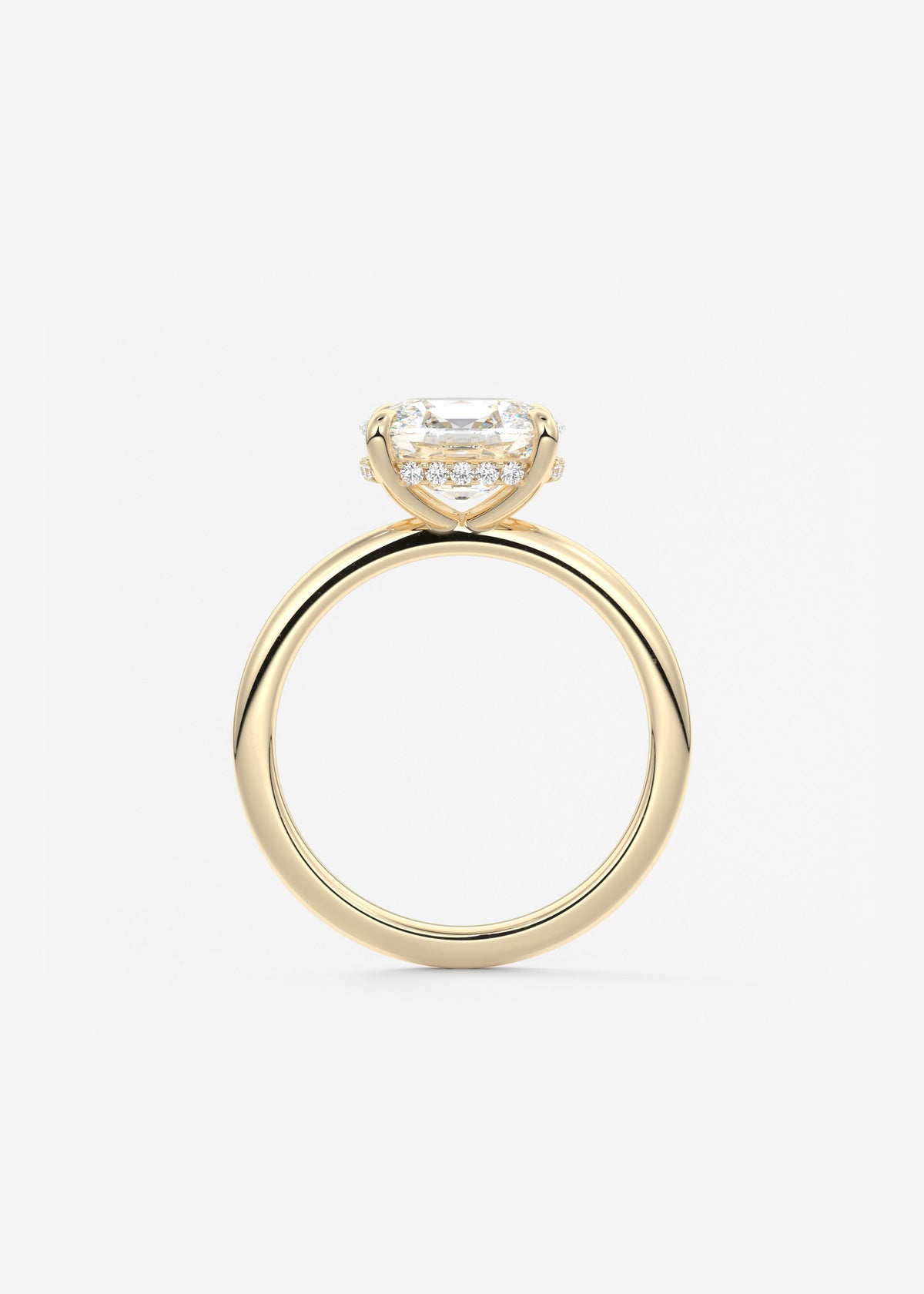 Elongated Cushion East West Hidden Halo Lab Grown Diamond Engagement Ring