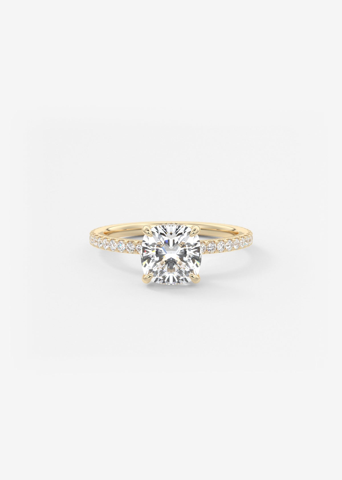 Cushion Hidden Halo Pave Lab Grown Diamond Engagement Ring