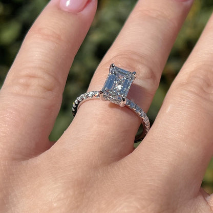 2.0 CT Emerald Pave Lab Grown Diamond Engagement Ring