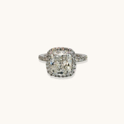 3.46 CT Cushion Halo & Pave Lab Grown Diamond Engagement Ring