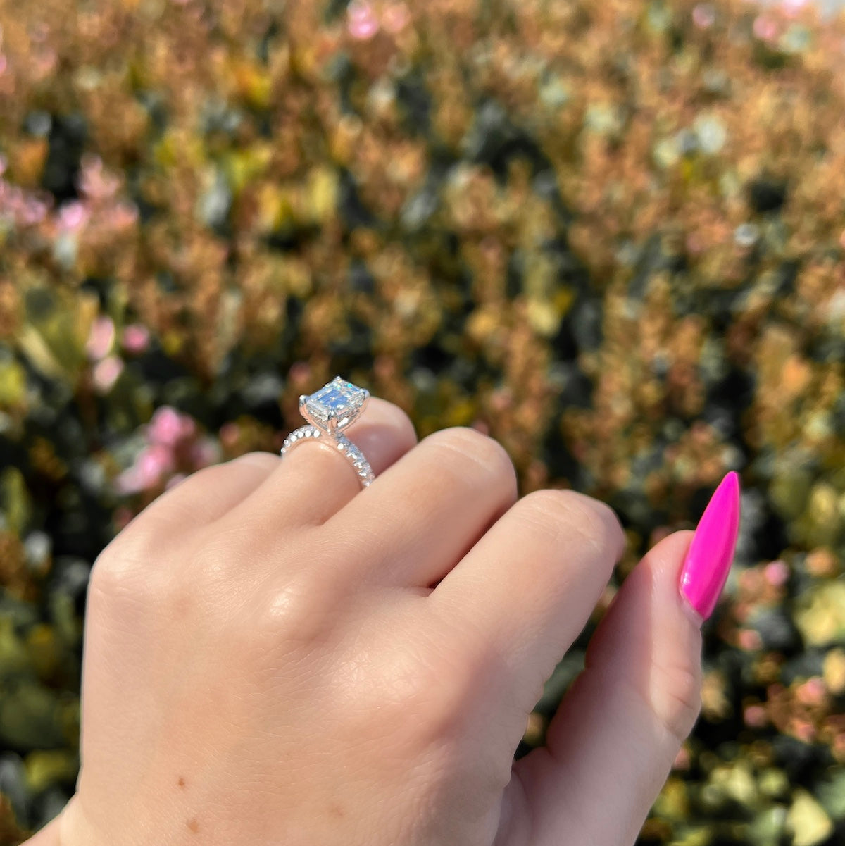 1.73 CT Emerald Pave Lab Grown Diamond Engagement Ring