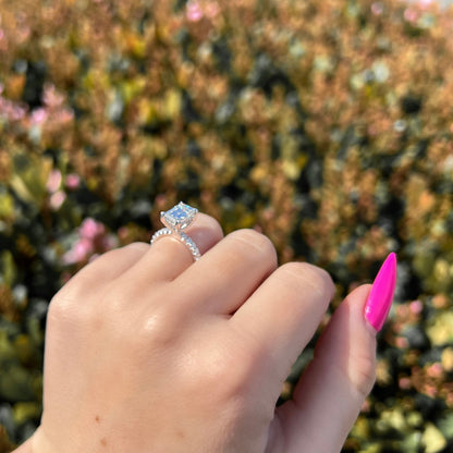 1.73 CT Emerald Pave Lab Grown Diamond Engagement Ring