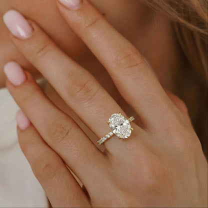 2.50 CT Oval Pave Lab Grown Diamond Engagement Ring