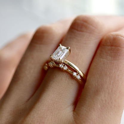 1 CT Emerald Hidden Halo Lab Grown Diamond Engagement Ring