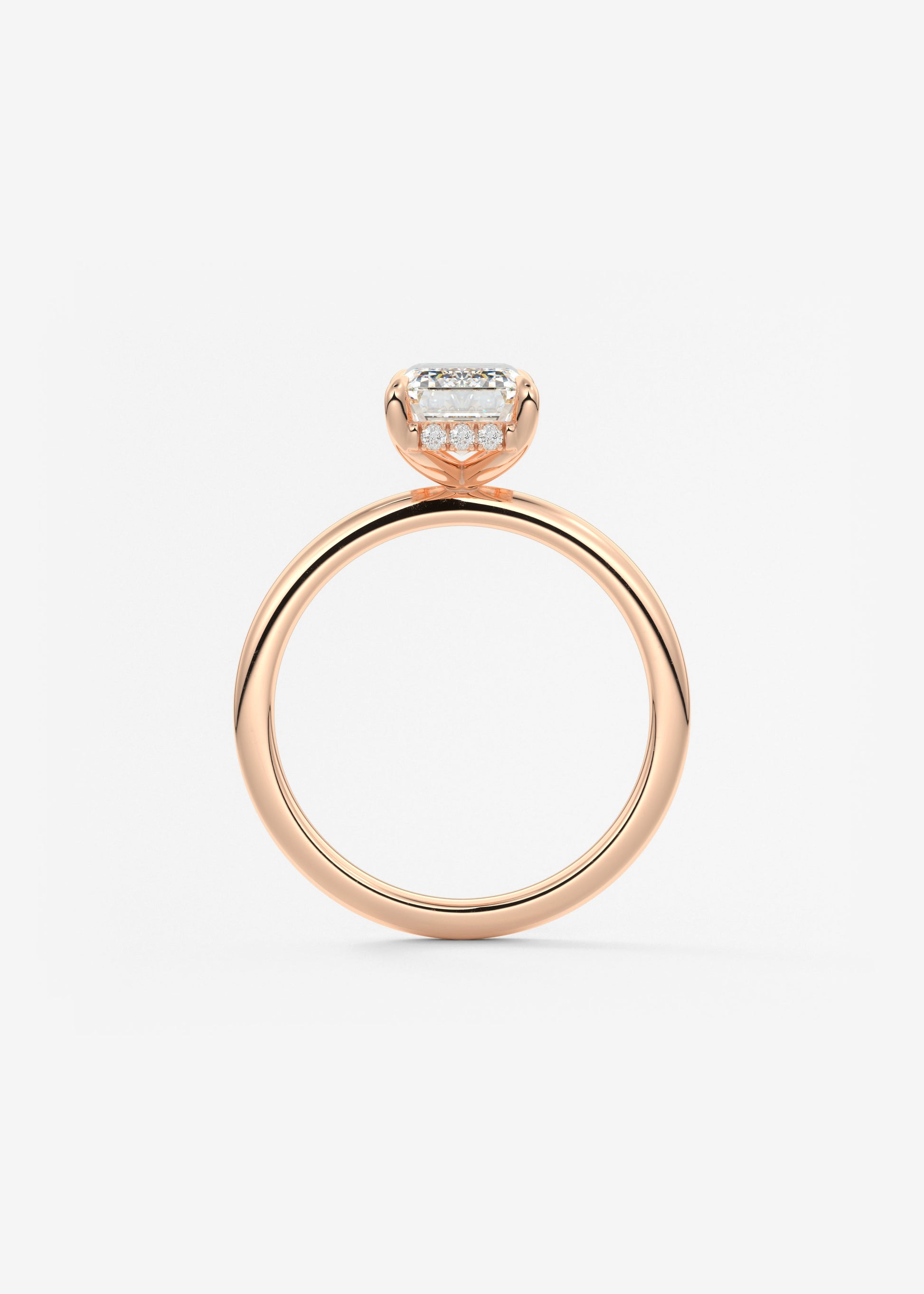 Emerald Hidden Halo Lab Grown Diamond Engagement Ring
