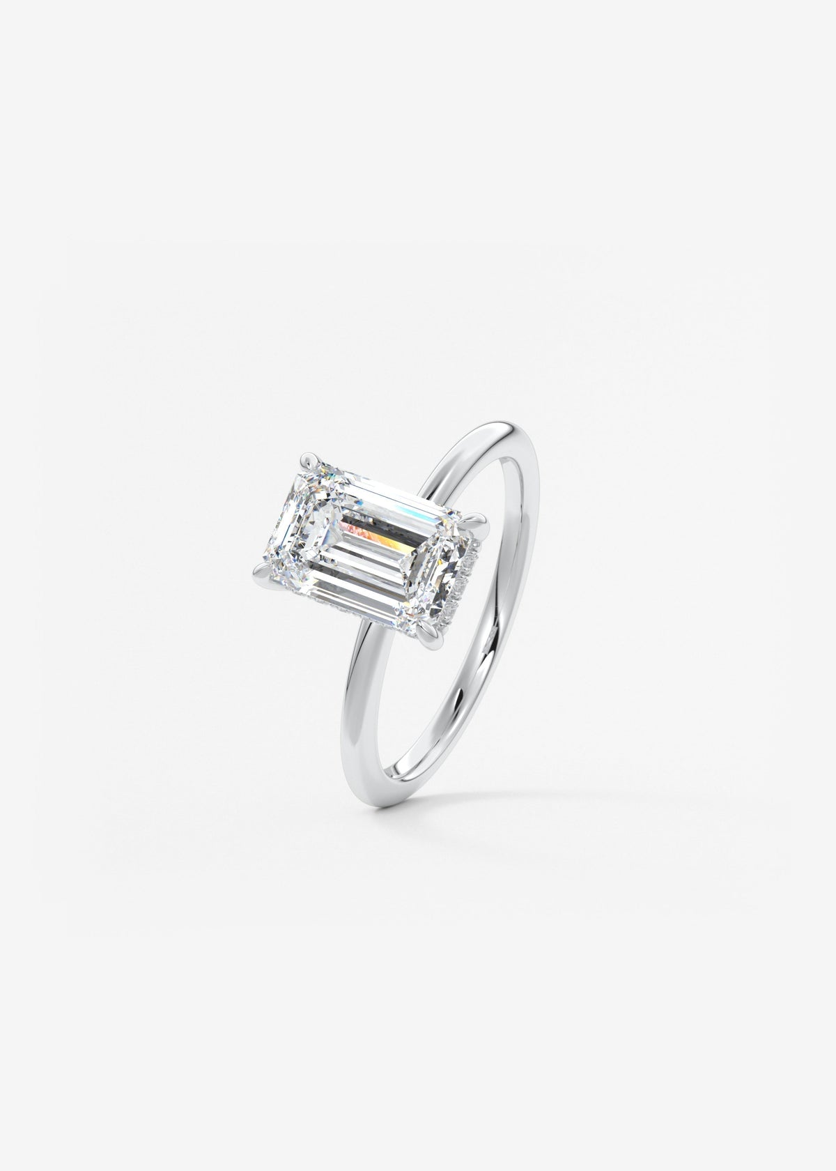 Emerald Hidden Halo Lab Grown Diamond Engagement Ring