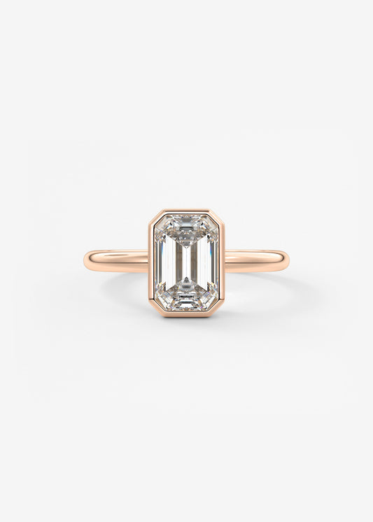 Emerald Bezel Lab Grown Diamond Engagement Ring