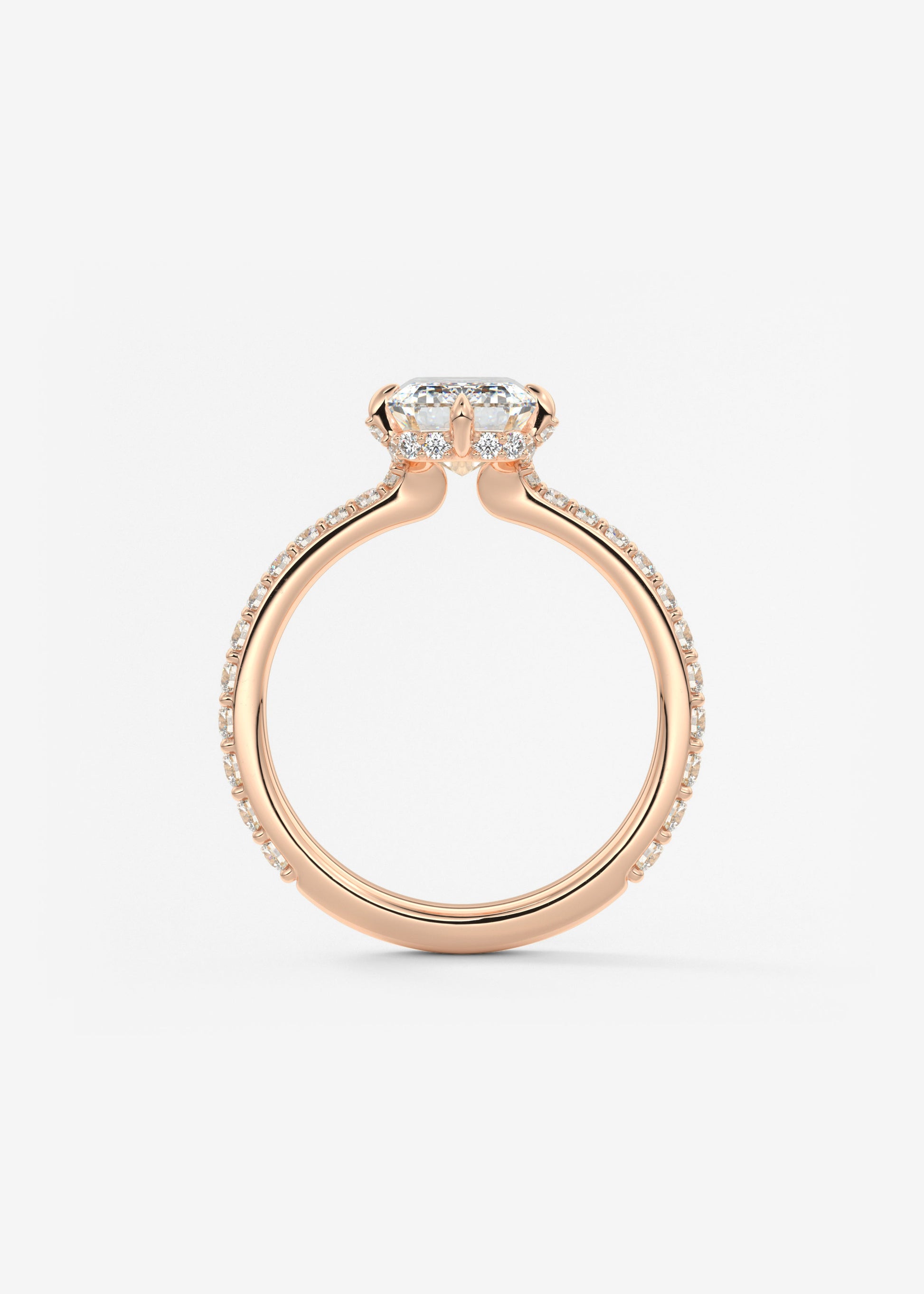 Emerald Hidden Halo Pave Lab Grown Diamond Engagement Ring