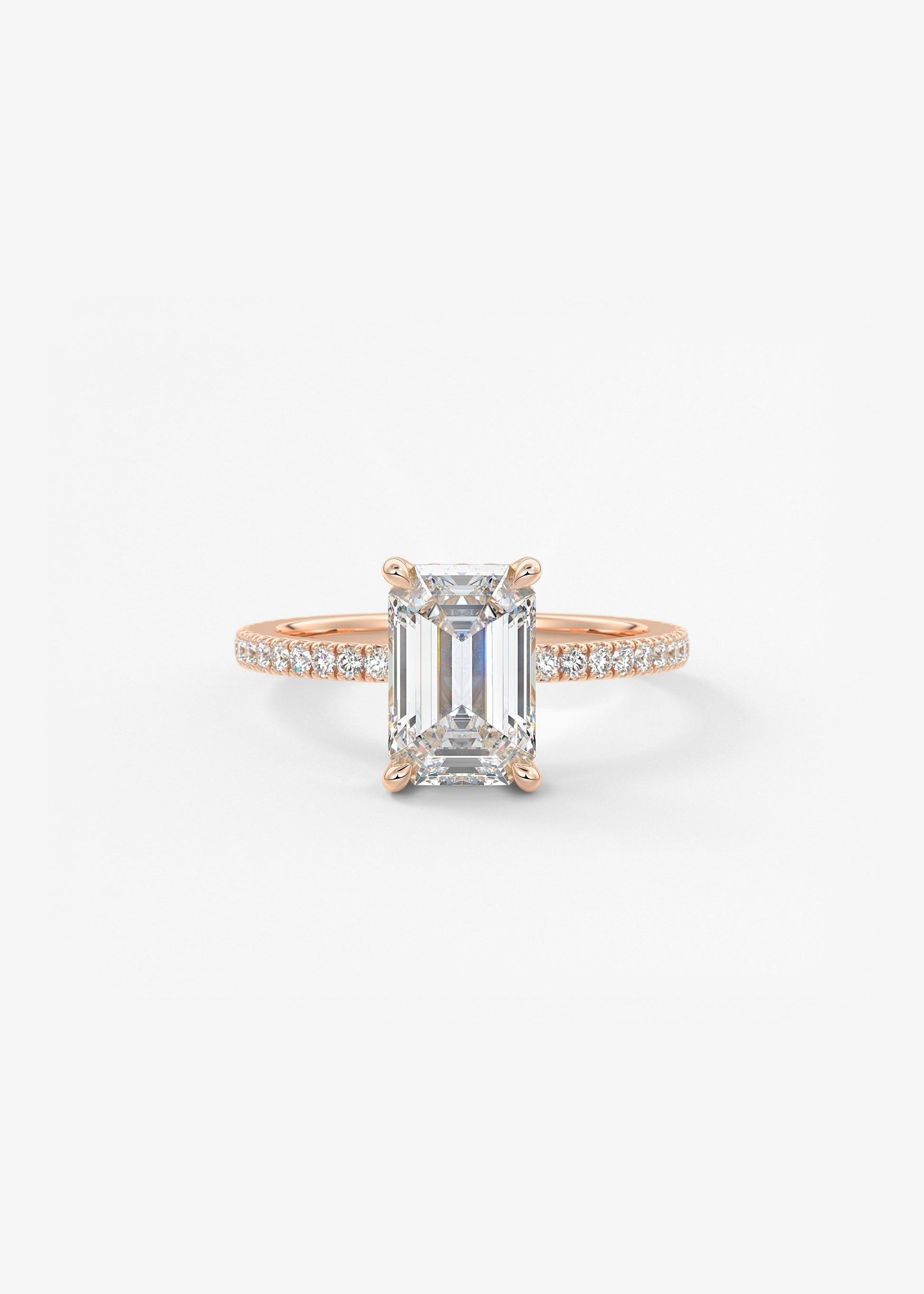 Emerald Hidden Halo Pave Lab Grown Diamond Engagement Ring