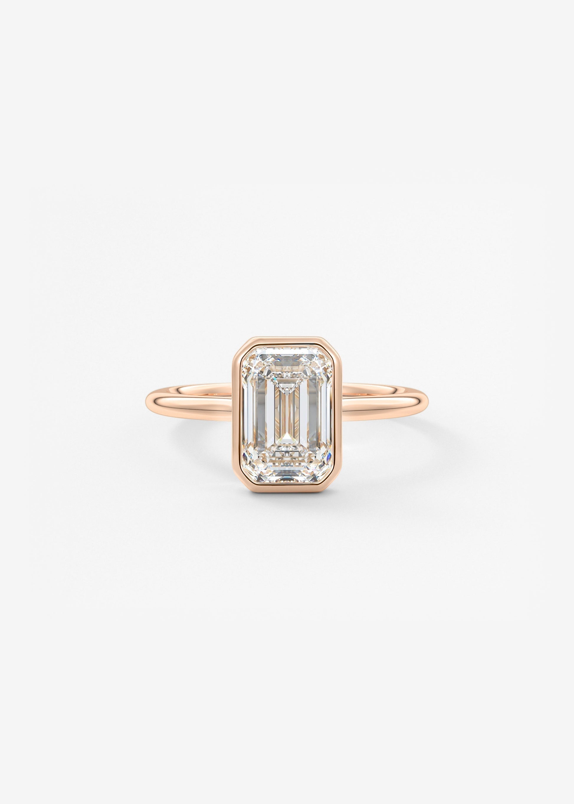 Emerald Bezel Lab Grown Diamond Engagement Ring