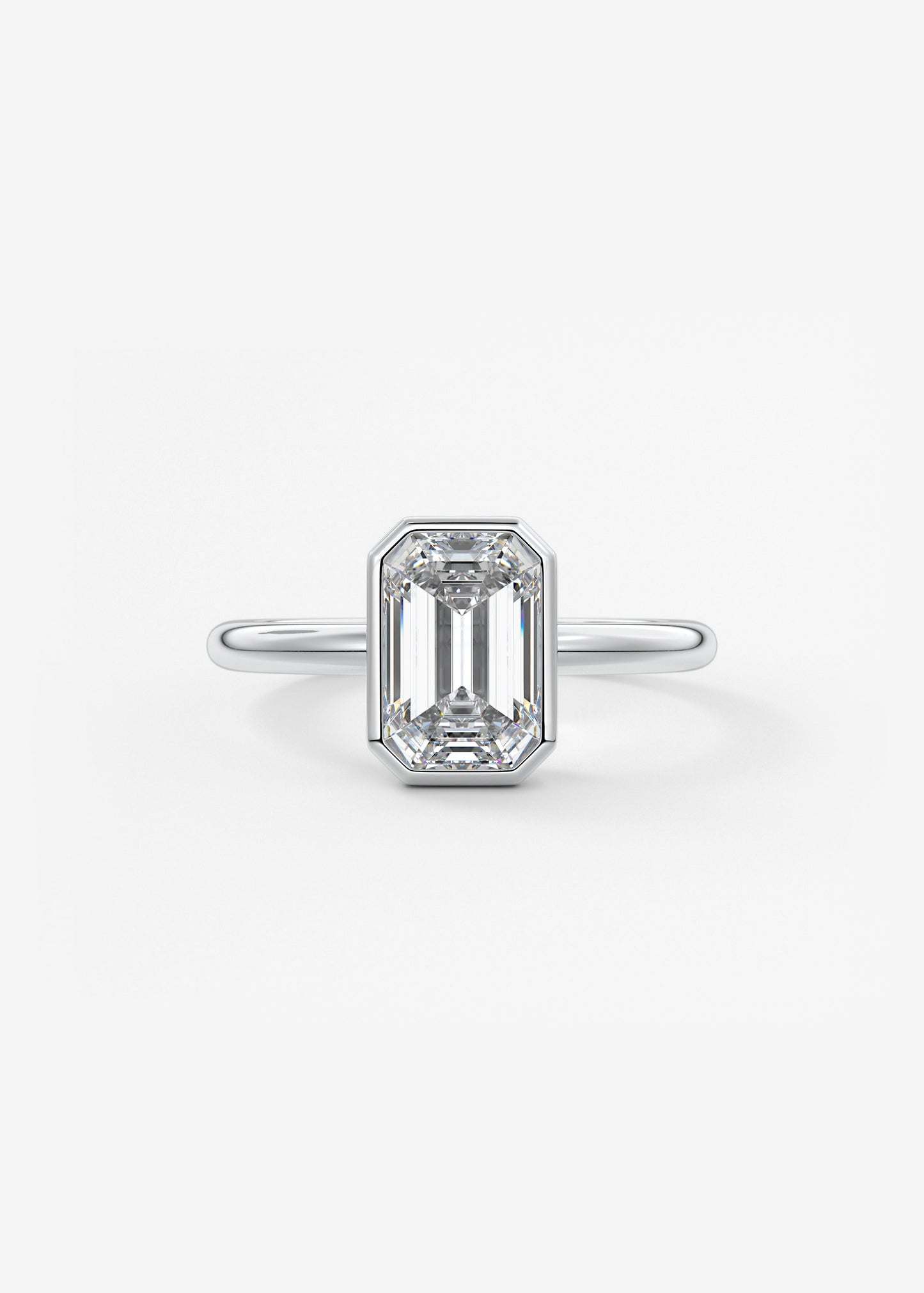 Emerald Bezel Lab Grown Diamond Engagement Ring
