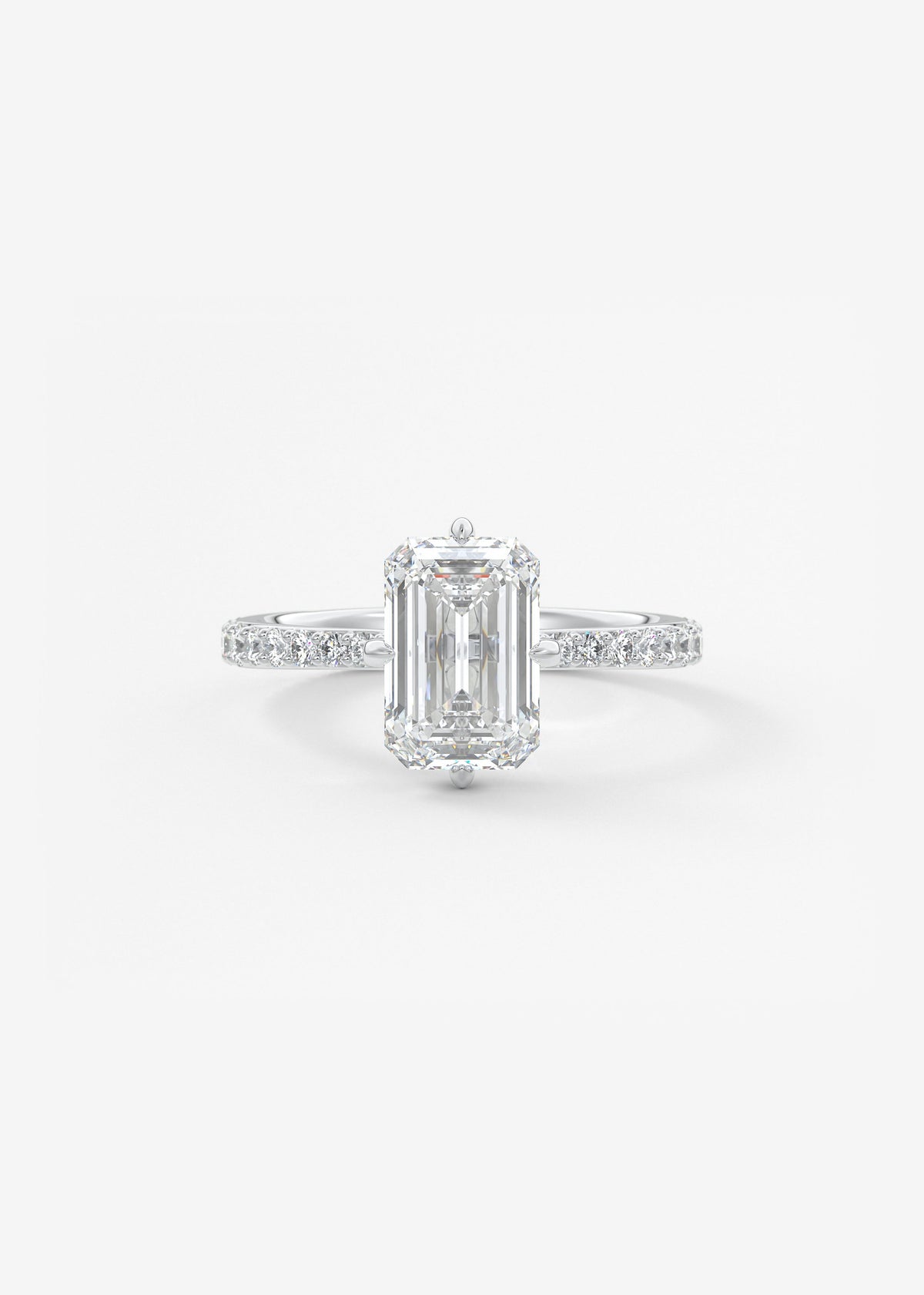 Emerald Hidden Halo Pave Lab Grown Diamond Engagement Ring