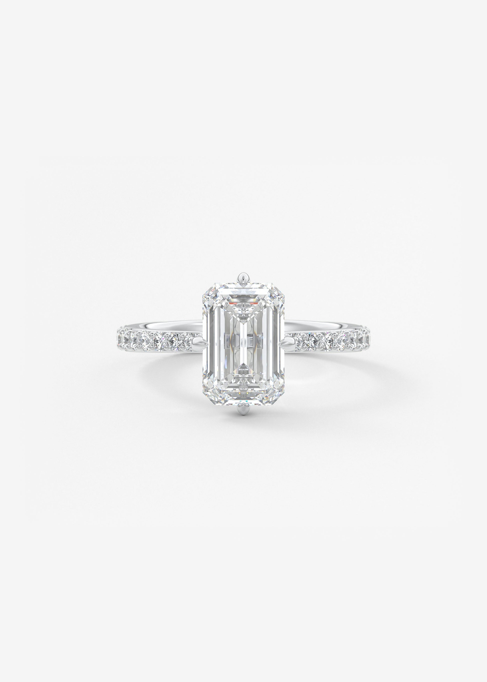 Emerald Hidden Halo Pave Lab Grown Diamond Engagement Ring