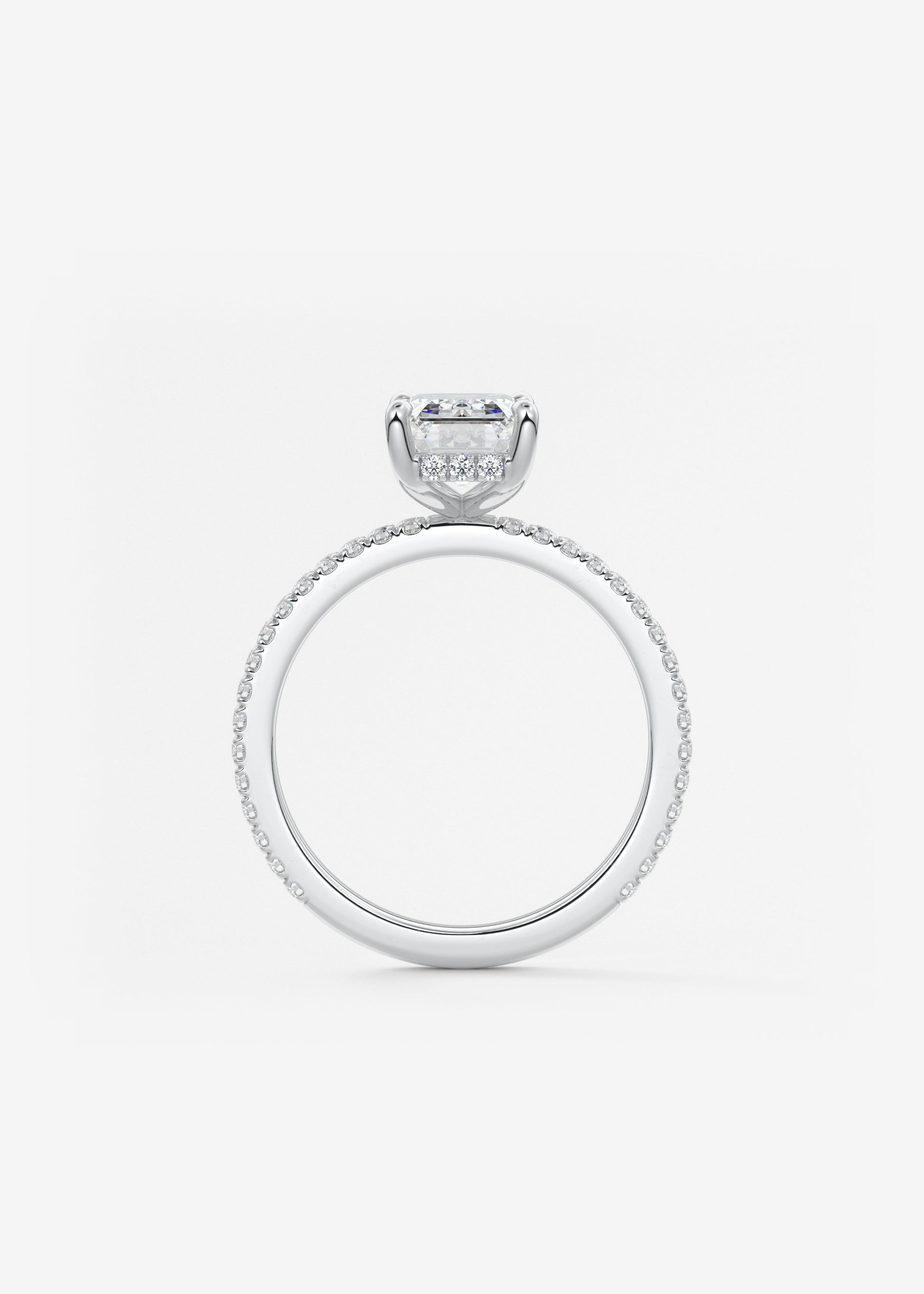 Emerald Hidden Halo Pave Lab Grown Diamond Engagement Ring