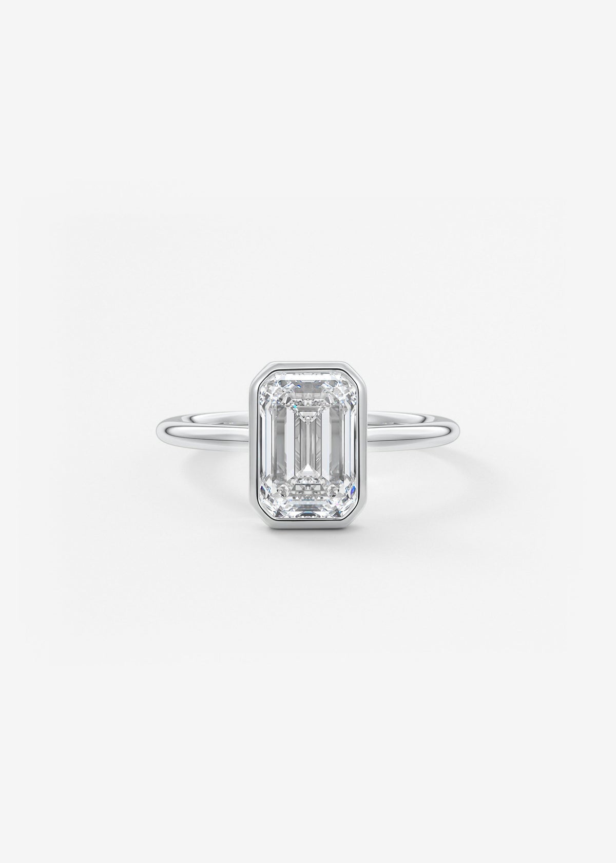 Emerald Bezel Lab Grown Diamond Engagement Ring