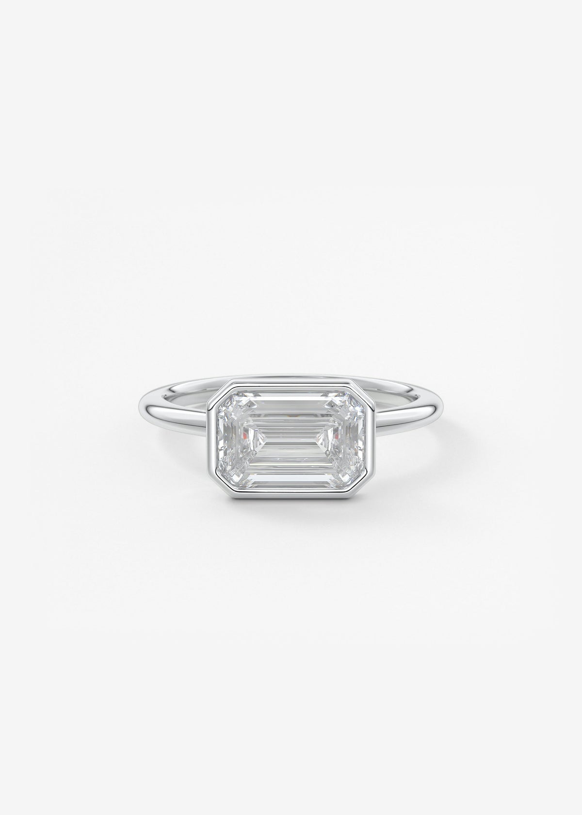 Emerald East West Bezel Lab Grown Diamond Engagement Ring