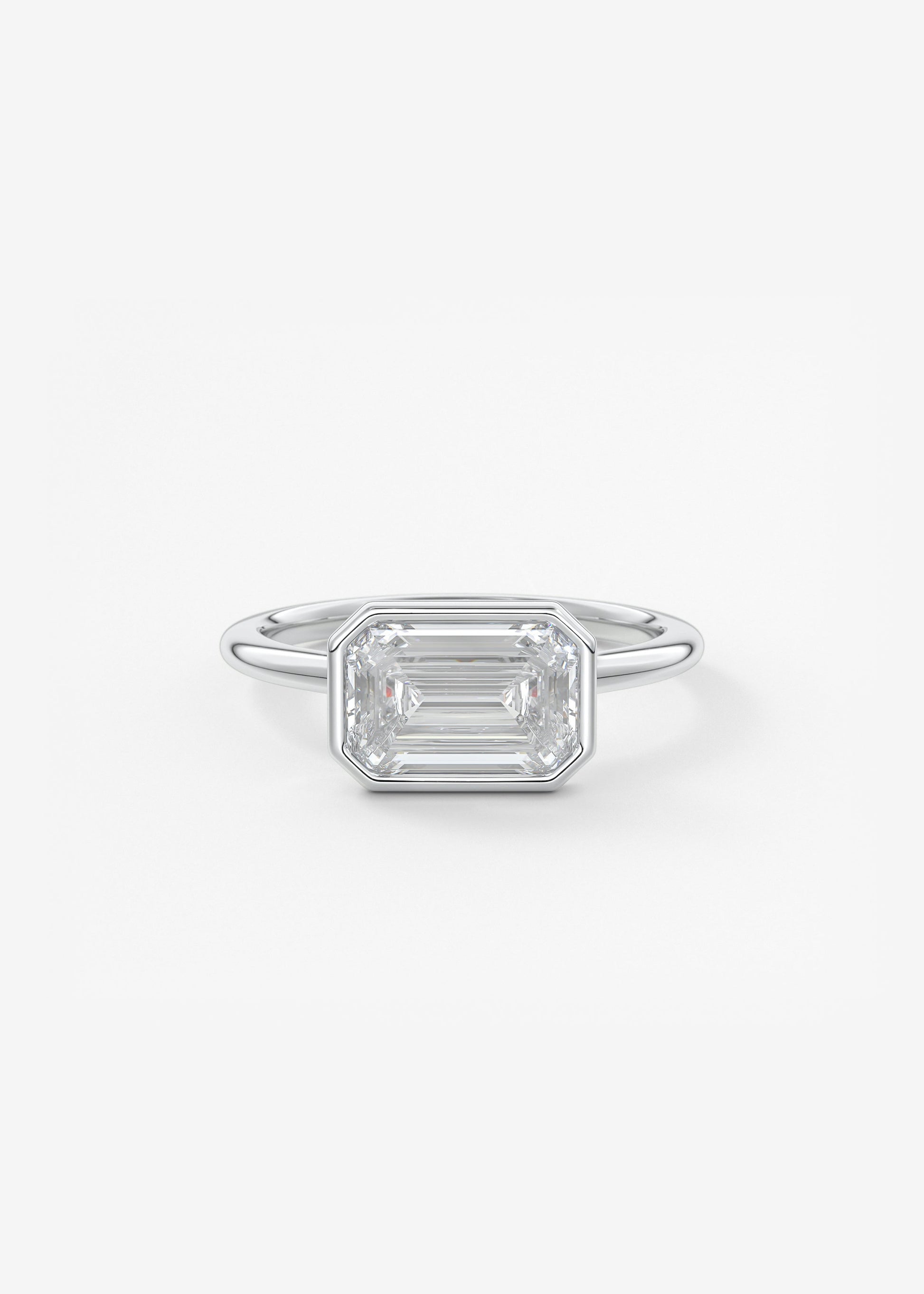 Emerald East West Bezel Lab Grown Diamond Engagement Ring