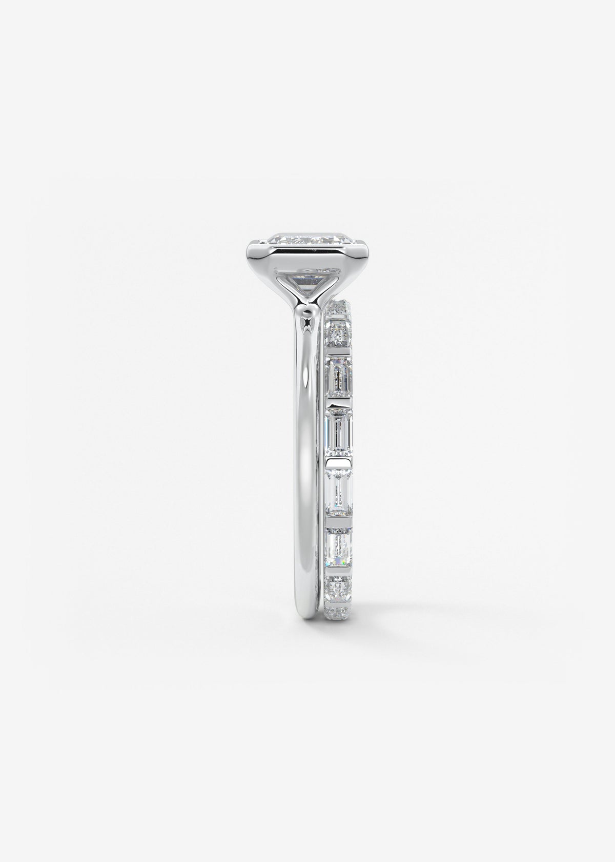 Emerald East West Bezel Lab Grown Diamond Engagement Ring