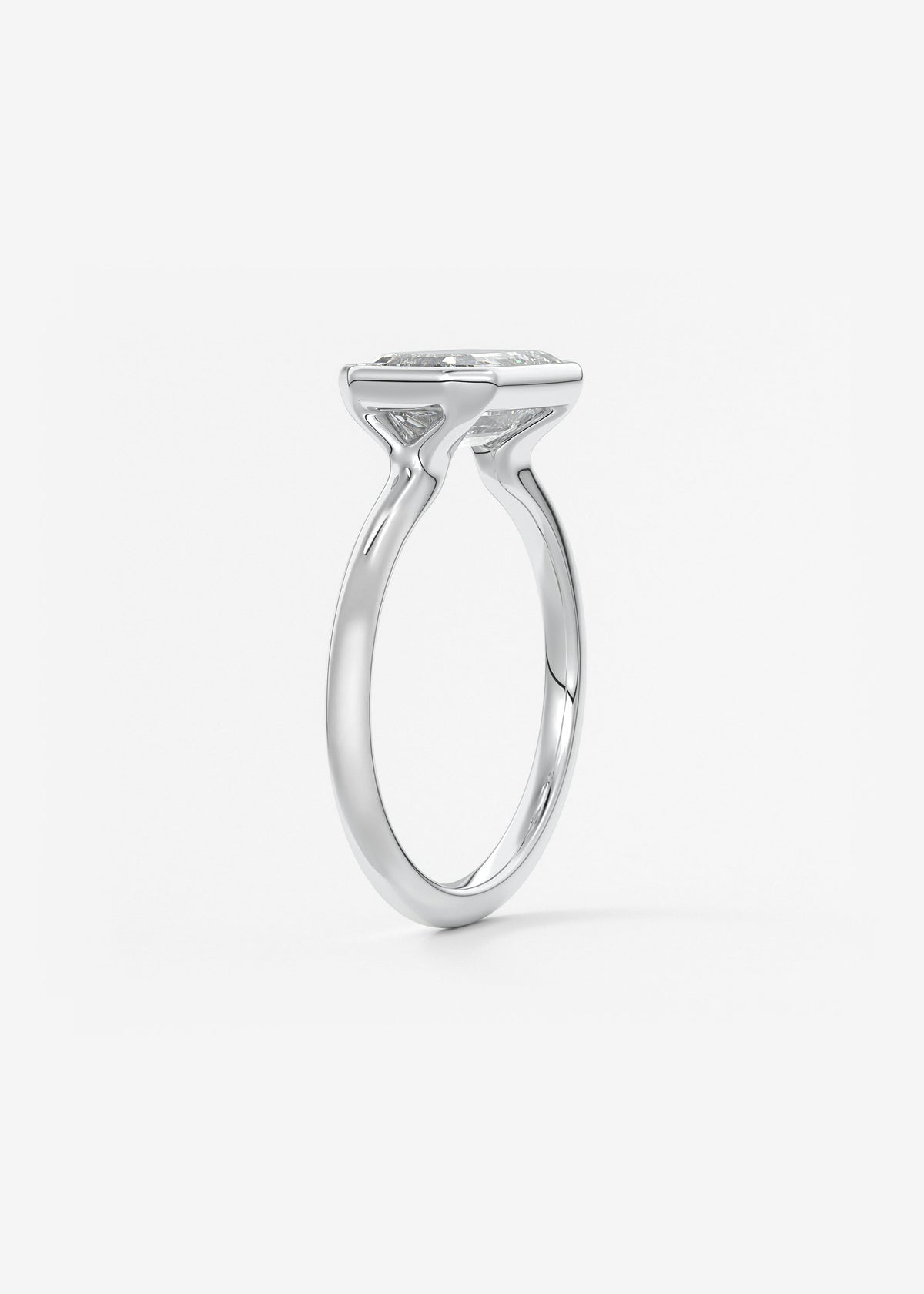 Emerald East West Bezel Lab Grown Diamond Engagement Ring