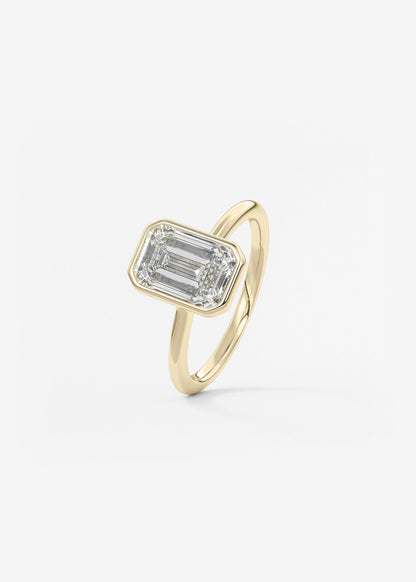 Emerald Bezel Lab Grown Diamond Engagement Ring