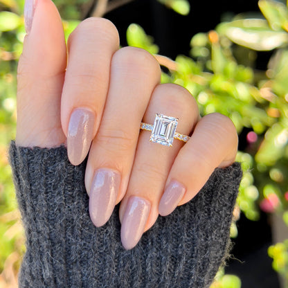3 CT Emerald Pave Lab Grown Diamond Engagement Ring