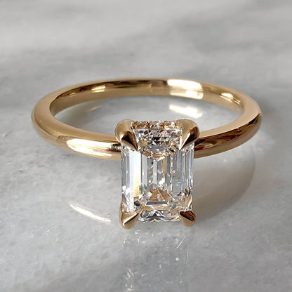 1 CT Emerald Hidden Halo Lab Grown Diamond Engagement Ring