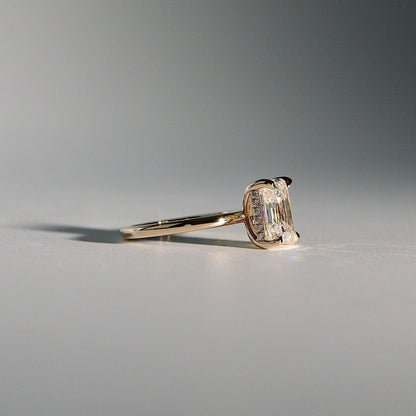 1 CT Emerald Hidden Halo Lab Grown Diamond Engagement Ring