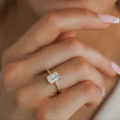 1 CT Emerald Hidden Halo Lab Grown Diamond Engagement Ring