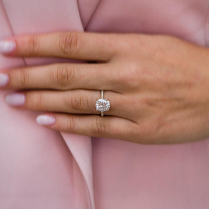 2.8 CT Cushion Pave Lab Grown Diamond Engagement Ring