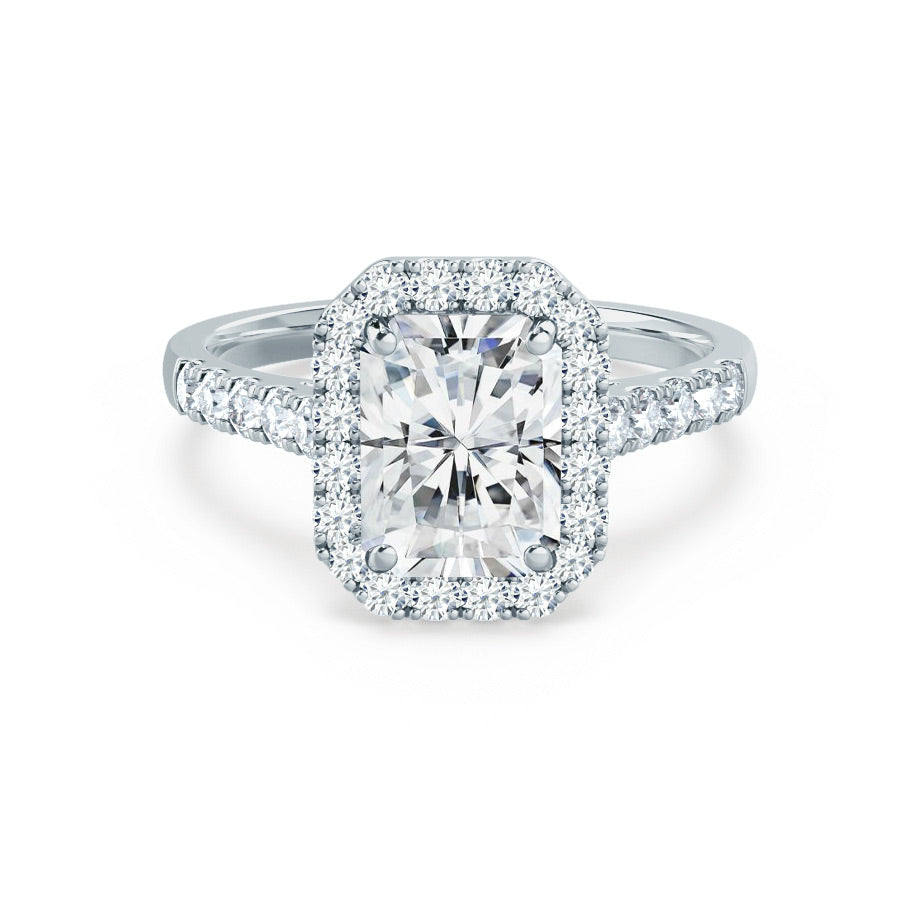 0.7 CT Radiant Halo & Pave Lab Grown Diamond Engagement Ring